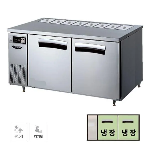 CI_[라셀르] 간냉식 뒷줄 반찬 테이블 냉장고 412L (올스텐)