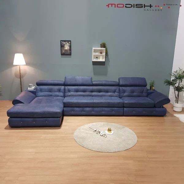 S클래스 천연통가죽 덕다운 5인 카우치 소파+스툴